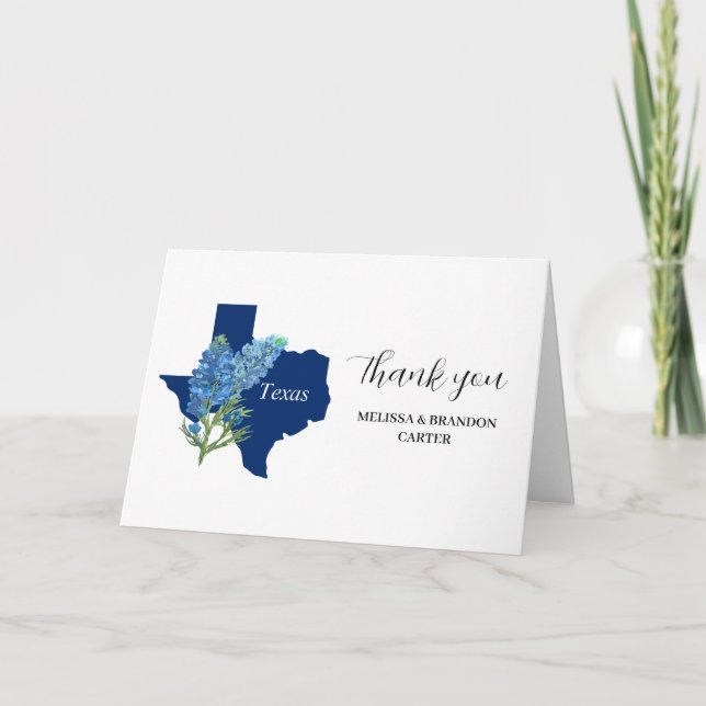 Bluebonnets Blue Floral Texas Mariage Merci (Devant)