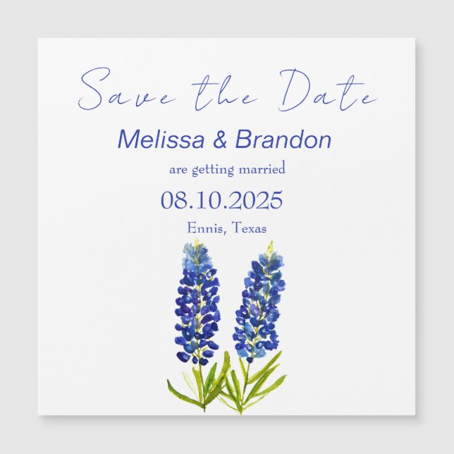 Bluebonnets Blue Floral Texas Rustic Mariage (Devant)