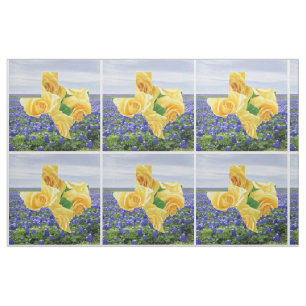 Bluebonnets de Texas et tissu de rose jaune
