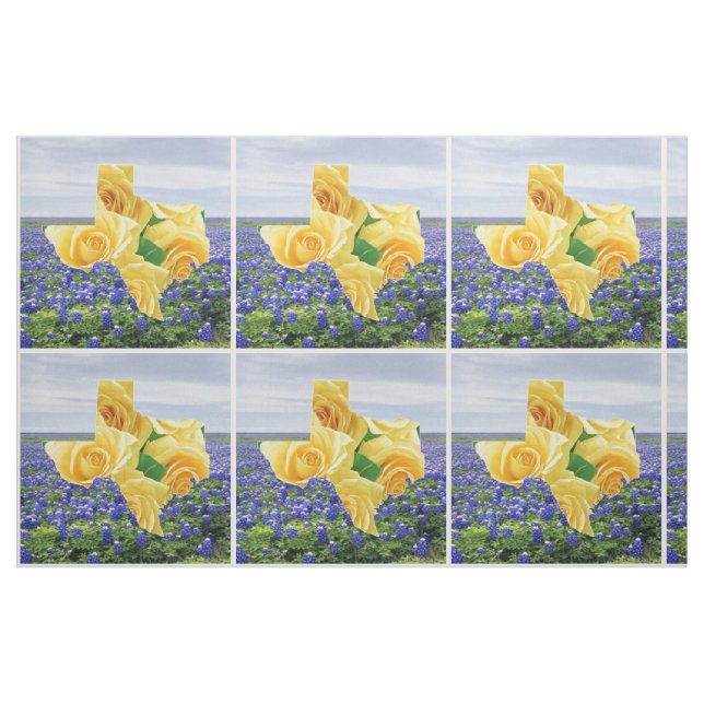 Bluebonnets de Texas et tissu de rose jaune (Fat Quarter)