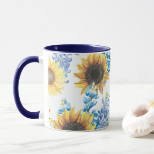 Bluebonnets et Sunflower Mug