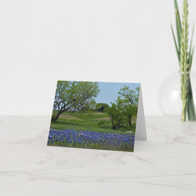 Bluebonnets et une vieille carte de note de grange (Devant)