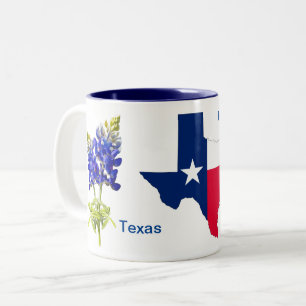 Bluebonnets texans sur Mug de café à deux tons bla
