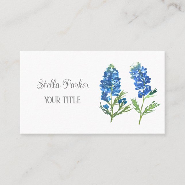 Bluebonnets Texas Blue Floral Carte de visite (Devant)