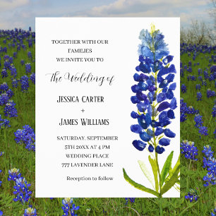 Bluebonnets Texas Blue Watercolor Mariage Floral