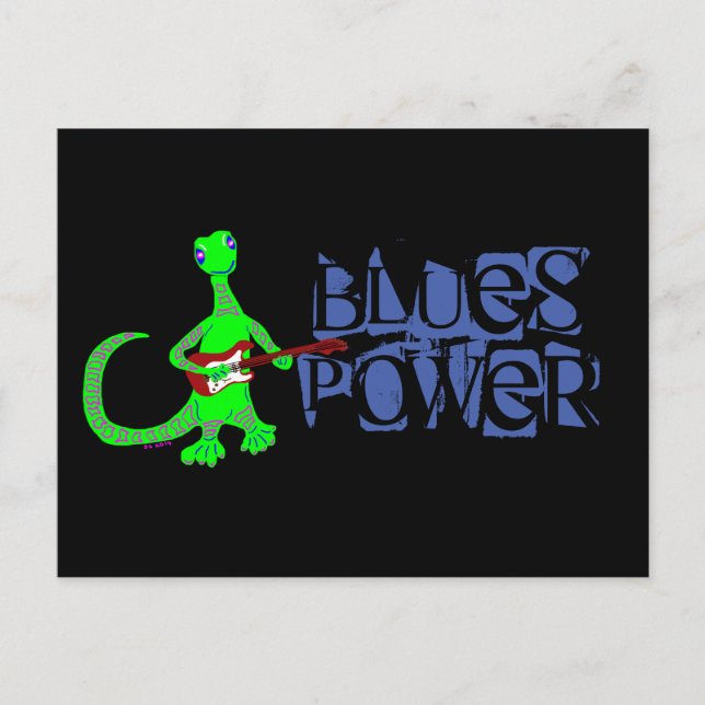 Blues Power Lizard Guitare Player Carte postale (Devant)