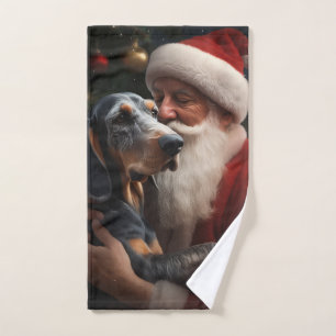 Bluetick Coonhound avec le Père Noël Noël