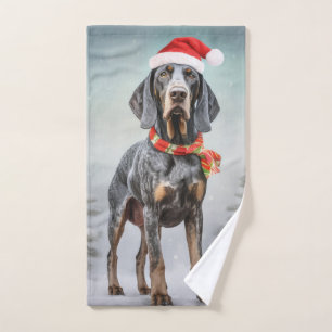 Bluetick Coonhound Dog en Noël de neige