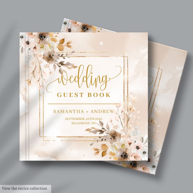 Blush and Gold Boho Fall Floral Mariage livre d'hô (Blush and Gold Boho Fall Floral Wedding Guest Book

)