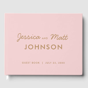 Blush and Gold Cute Livre d'invité Mariage moderne