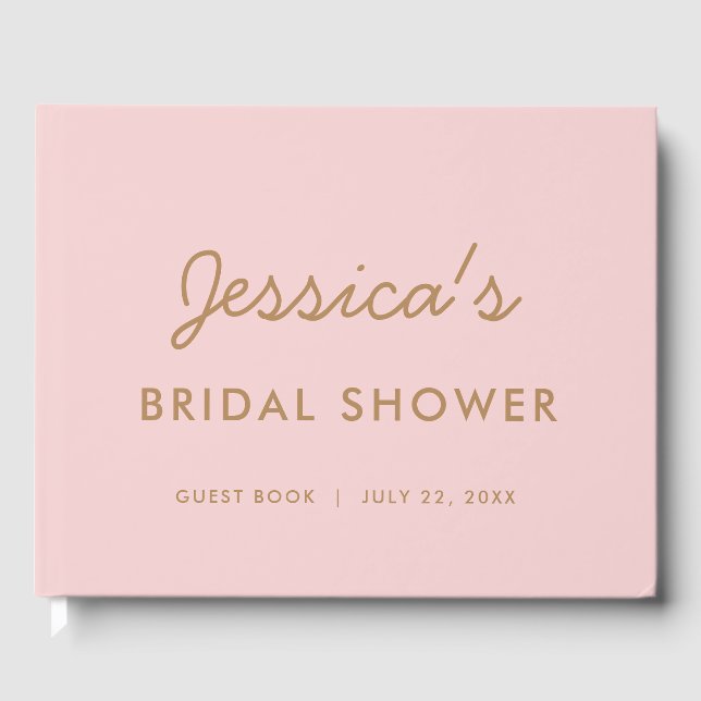 Blush and Gold Cute Modern Bridal Showe Livre d'or (Recto)