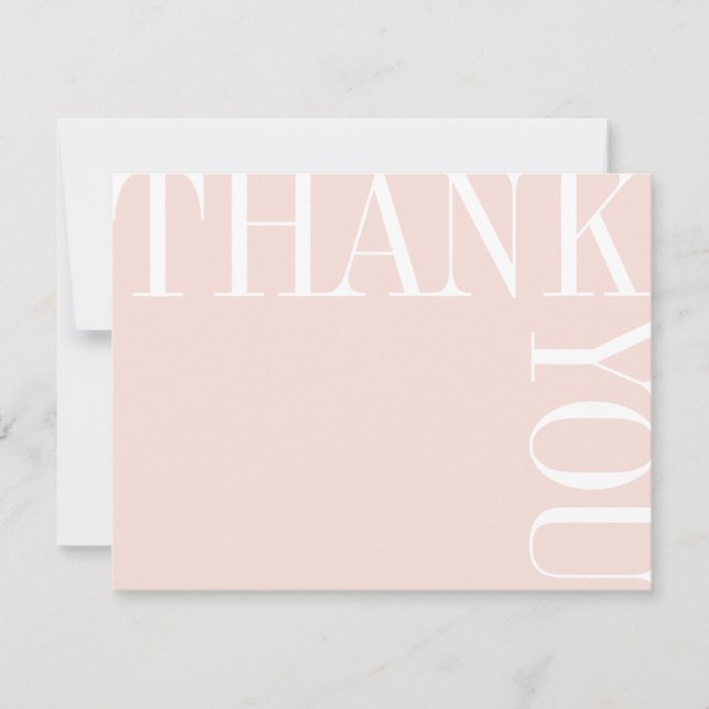 Blush and White Modern Grand Texte Merci Note (Devant)