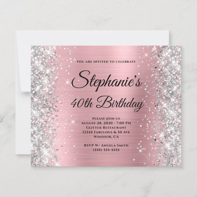 Blush Argent Rose Glam Monogram 40e Anniversaire (Devant)