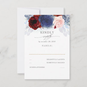 Blush bleu et mariage rouge bourgogne RSVP