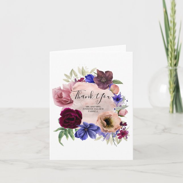 Blush Bleu Nuit Bourgogne Floral Merci (Devant)