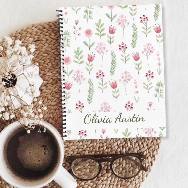 Blush Botanical Journal Personalized Floral  (Créateur téléchargé)