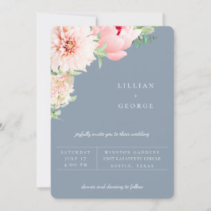 Blush Botanique   Faire-part de mariage bleu pouss