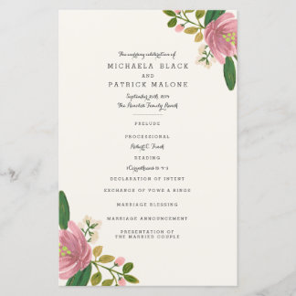 Blush Bouquet Programmes de mariage