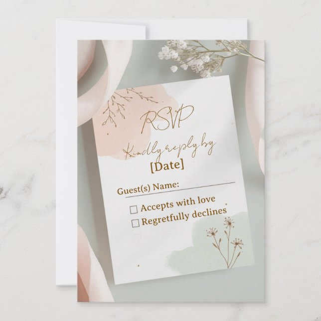 Blush & Breeze - Carte RSVP romantique moderne (Devant)