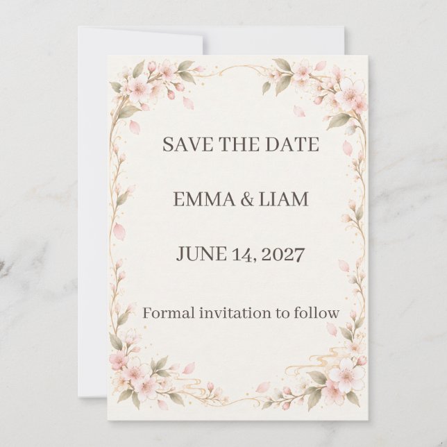 Blush Cherry Blossom Save the Date  (Devant)