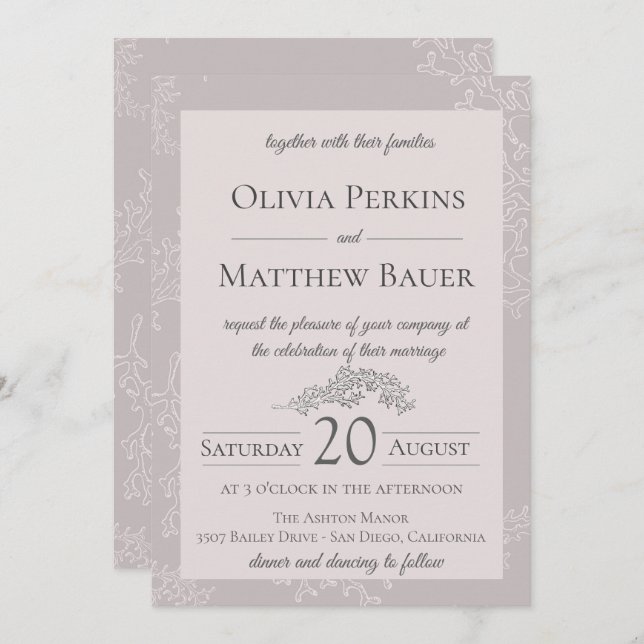 Blush Coral Beach Wedding Invitation (Devant / Derrière)