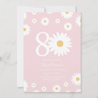 Blush Daisy Invitation d'anniversaire 80e