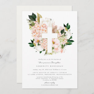 Blush Dew Baptism Christening Invitation