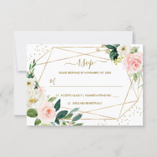 Blush Doré Géométrique Floral Réponse Mariage RSVP