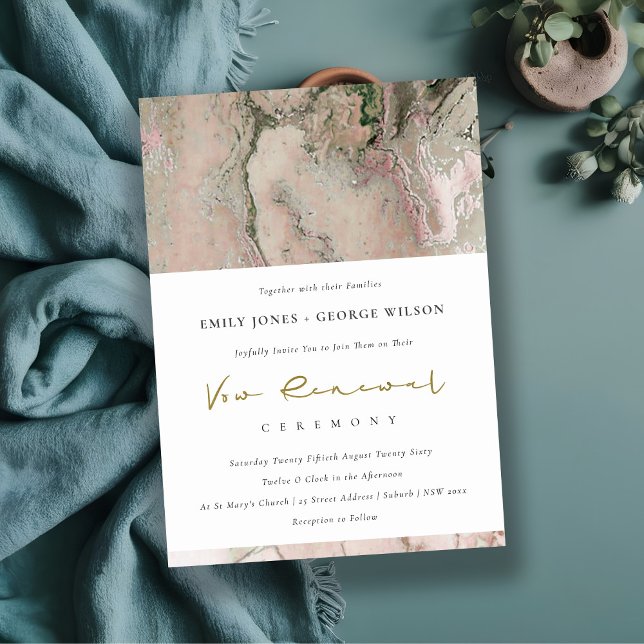 BLUSH DUSKY ROSE GOLD AGATE VOW RENEWAL INVITATION (Créateur téléchargé)