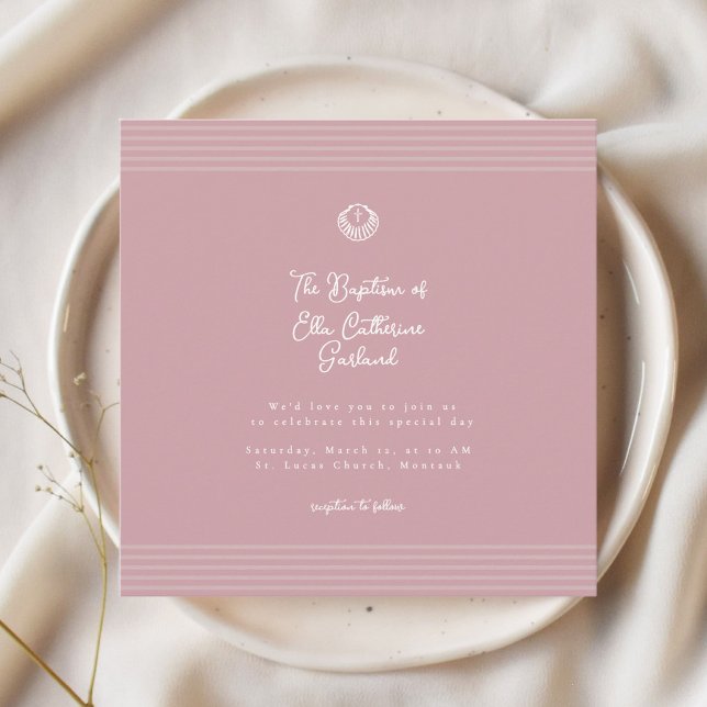 Blush dusty pink modern baptism Invitation (Créateur téléchargé)