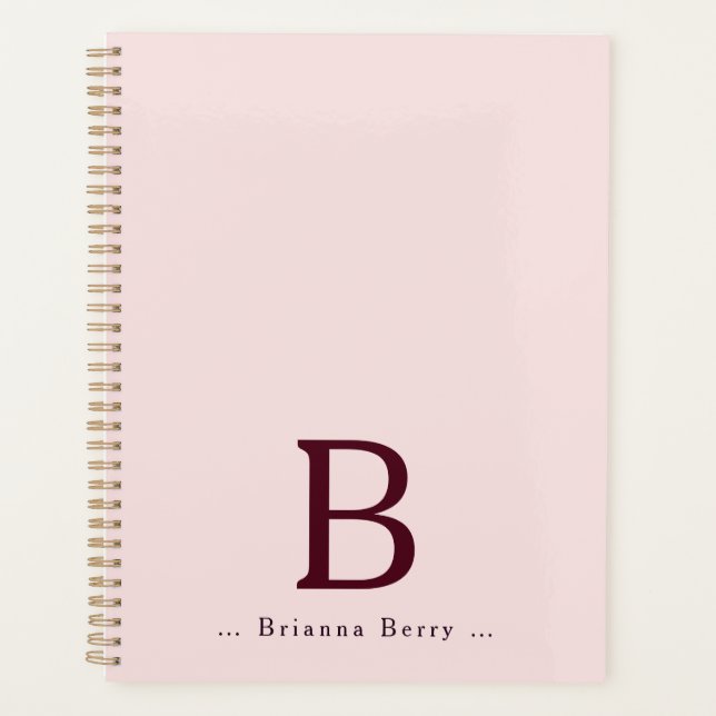 Blush Élégant Monogramme Nom (Devant)
