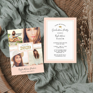 Blush et Gold 4 Invitation à un diplôme de photo