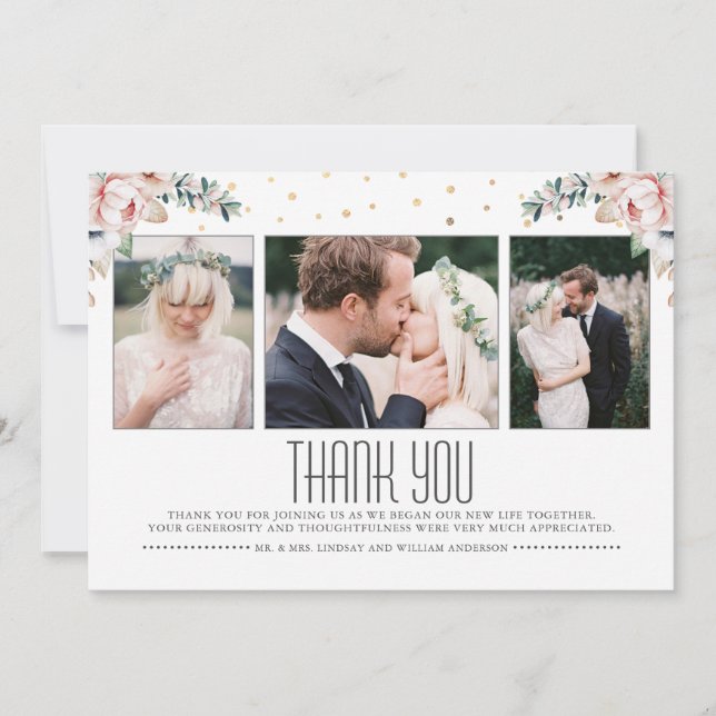 Blush et Gold | Photo de Merci Mariage floral (Devant)