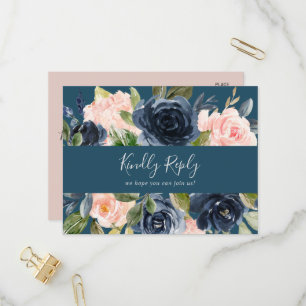 Blush et Navy Carte postale RSVP au choix du men