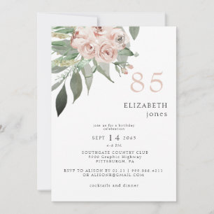 Blush Floral 85E Invitation de fête d'anniversaire