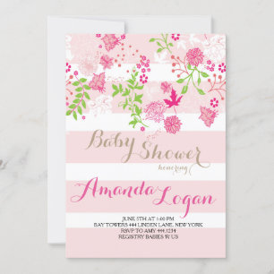 Blush Floral Baby shower Invitations d'anniversair