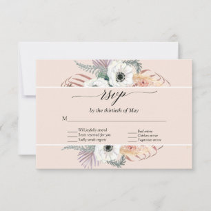 Blush Floral Boho Pampas Grass Palm Folim RSVP