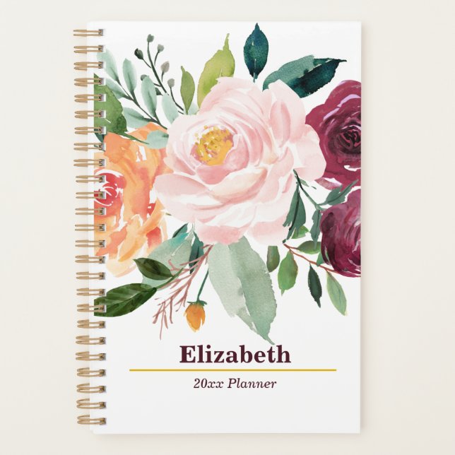 Blush Floral Boho Peony annuel mensuel plan hebdom (Devant)