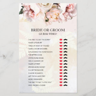 Blush Floral Bride ou Groom Douche Jeu