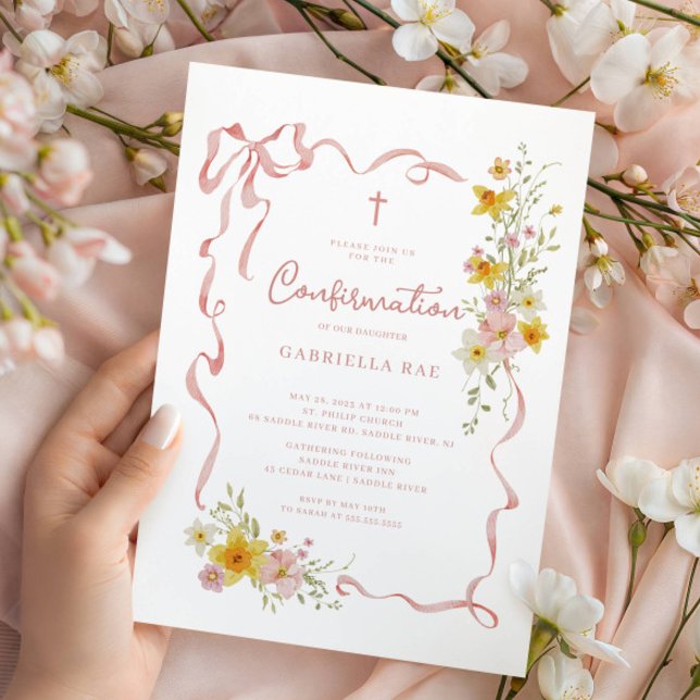 Blush Floral Confirmation Invitation (Créateur téléchargé)