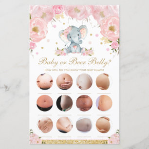 Blush Floral Cute Elephant Baby ou Bière Belly Jeu