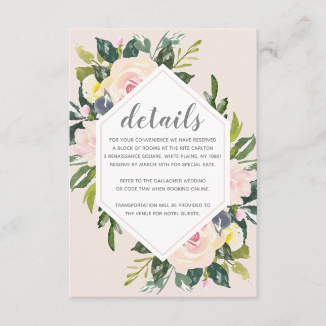 Blush Floral de Printemps | Encart de détails de m (Devant)
