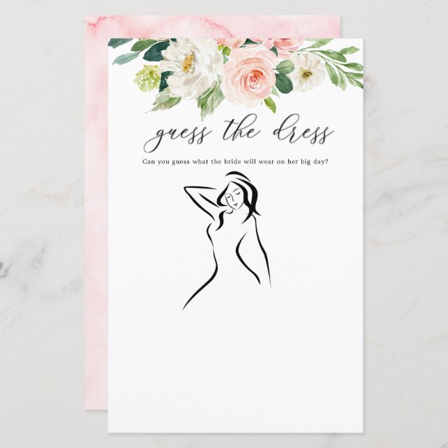 Blush Floral Devinez Les Cartes De Jeu De Robe (Devant / Derrière)