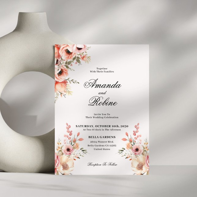 Blush Floral Élégant Mariage Invitation (Créateur téléchargé)