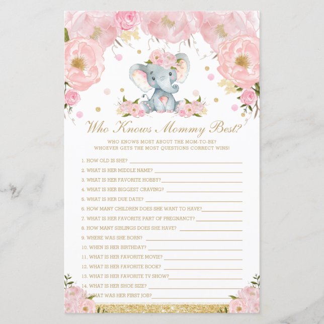 Blush Floral Elephant Qui Connaît Mommy Meilleur J (Devant)