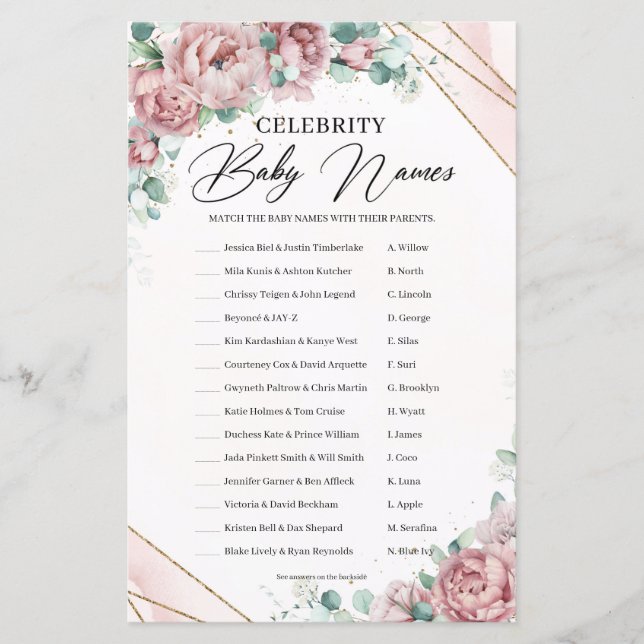 Blush floral eucalyptus or Celebrity Baby Names (Devant)