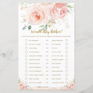 Blush Floral Fête des mariées Voudrait-Ils Plutôt