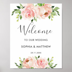 Blush Floral Garden Affiche de bienvenue de mariag