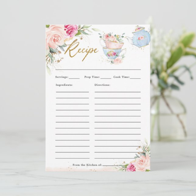Blush Floral High Tea Party Apportez la carte de r (Debout devant)