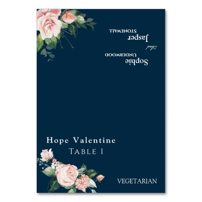 Blush Floral Marine Mariage Carte pliable (Par défaut)